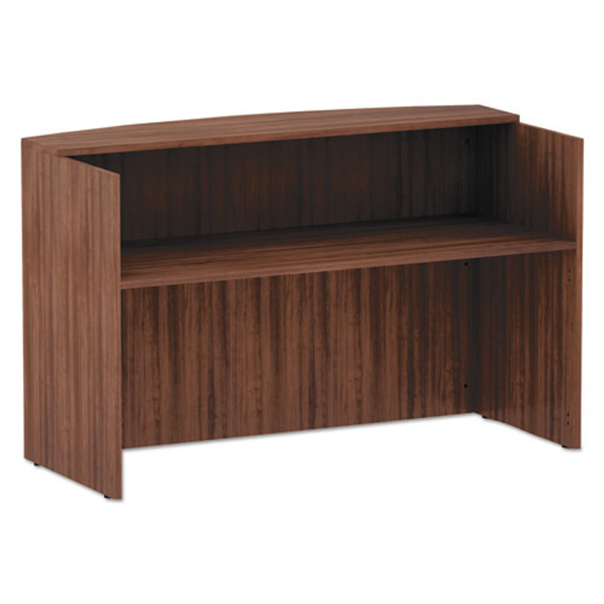 Alera® Valencia Series Reception Desk With Transaction Counter, 71" x 35.5" x 42.5", Modern Walnut, 1 Each/Carton