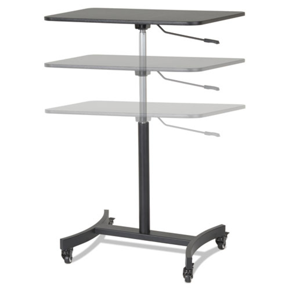 Victor® DC500 High Rise Collection Mobile Adjustable Standing Desk, 30.75" x 22" x 29" to 44", Black, 1 Each/Carton