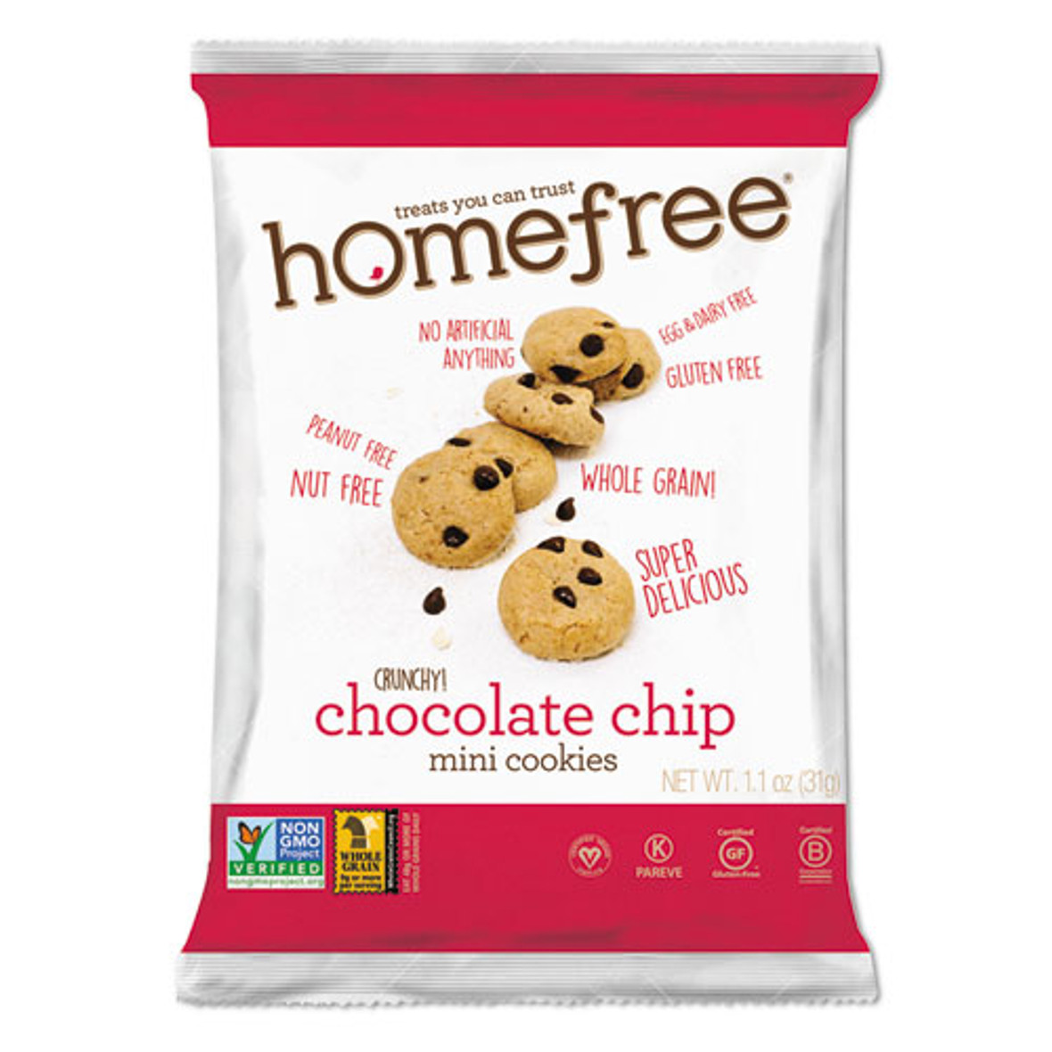 Gluten Free Chocolate Chip Mini Cookies, 1.1 oz Pack, 30/Carton