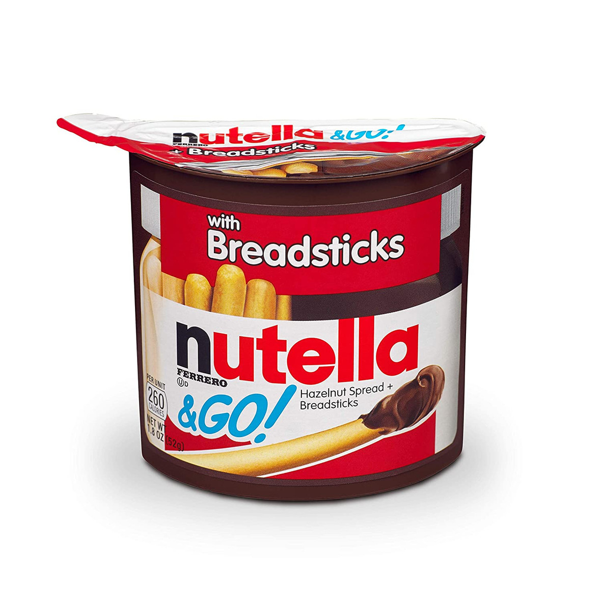 Nutella & Go Chocolate Hazelnut Spread with Breadsticks, 1.8 Oz (Pack of 48)