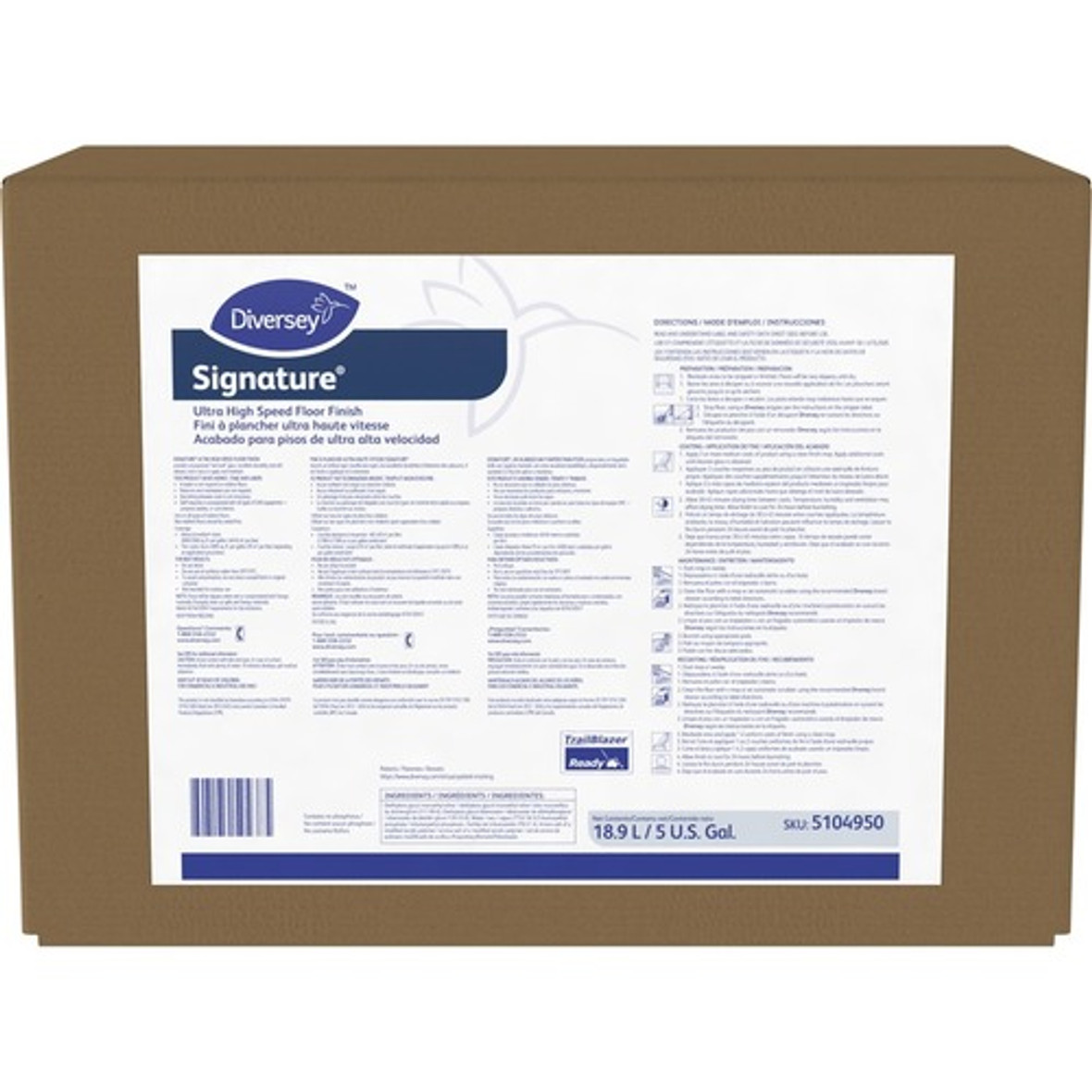 Diversey Signature UHS Floor Finish, Liquid, 5 gal, 1 Envirobox/Carton