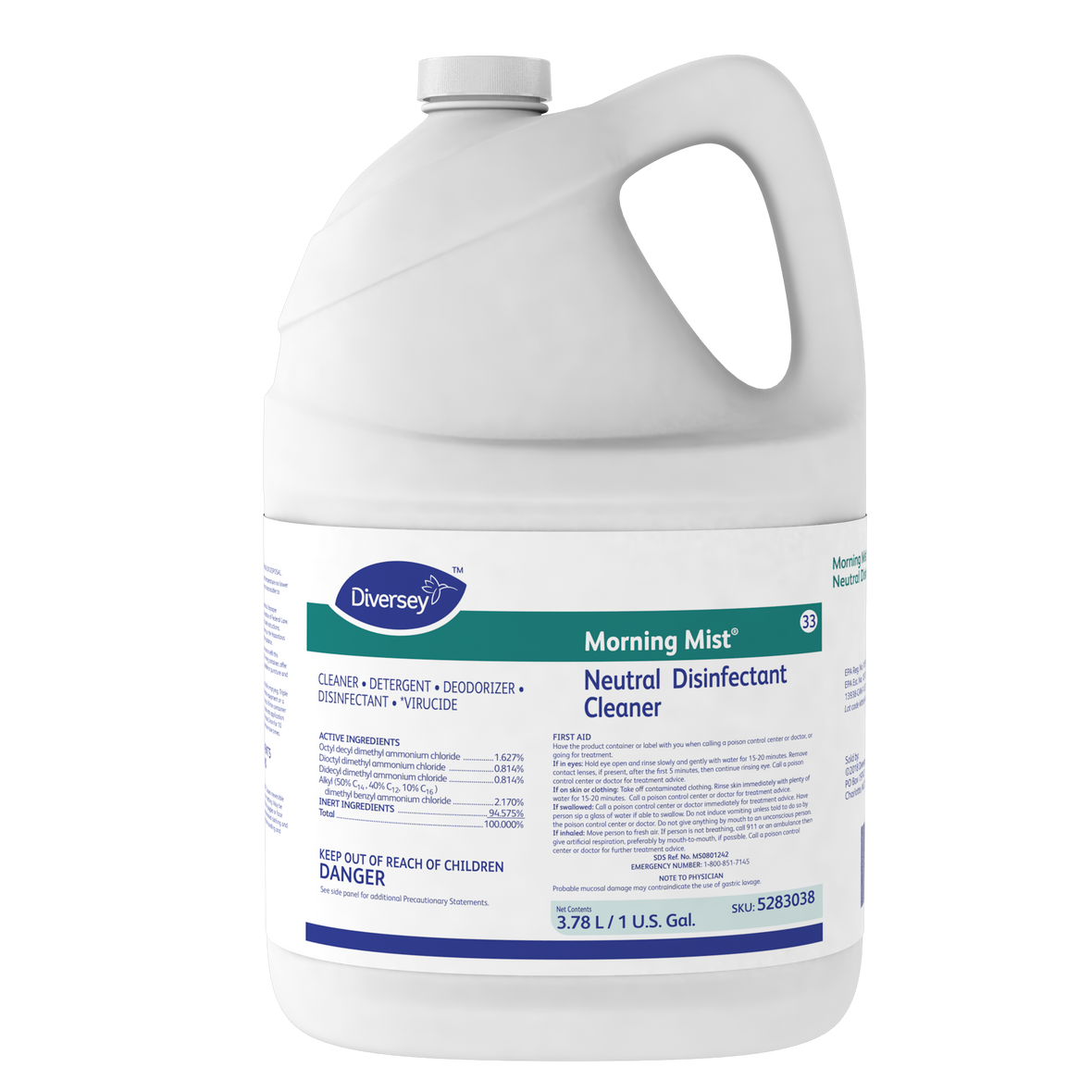 Diversey Morning Mist Neutral Disinfectant Cleaner, Fresh Scent