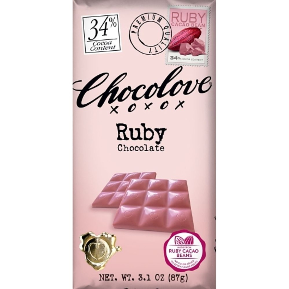 Chocolove Ruby Cacao Bar, 3.1 Oz