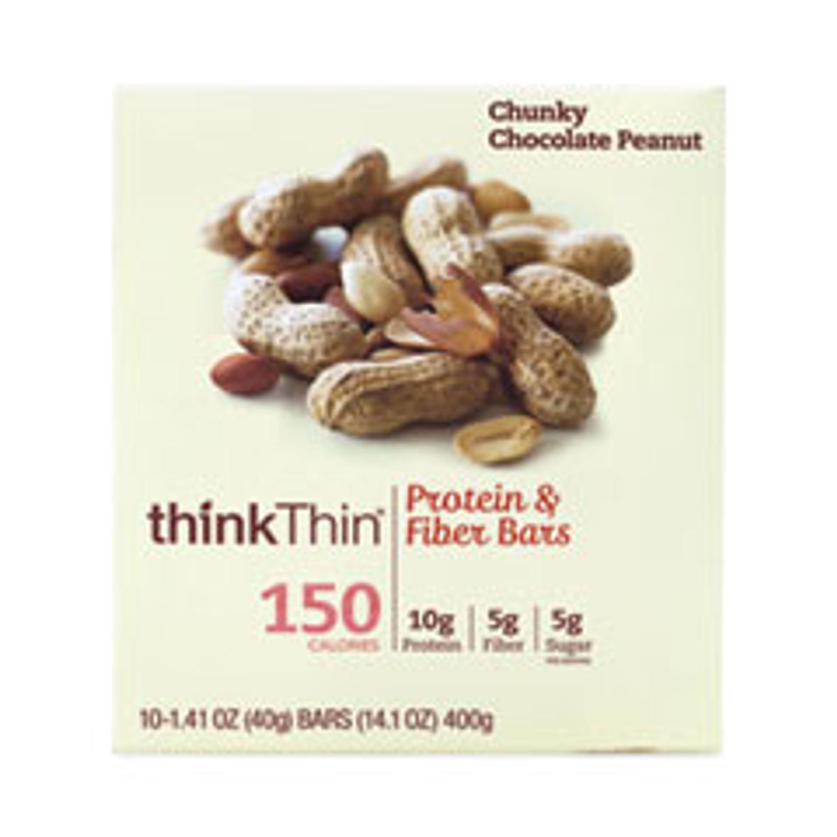 thinkThin High Protein Bars, Chunky Chocolate Peanut, 1.41 Oz Bar, 10 Bars/box