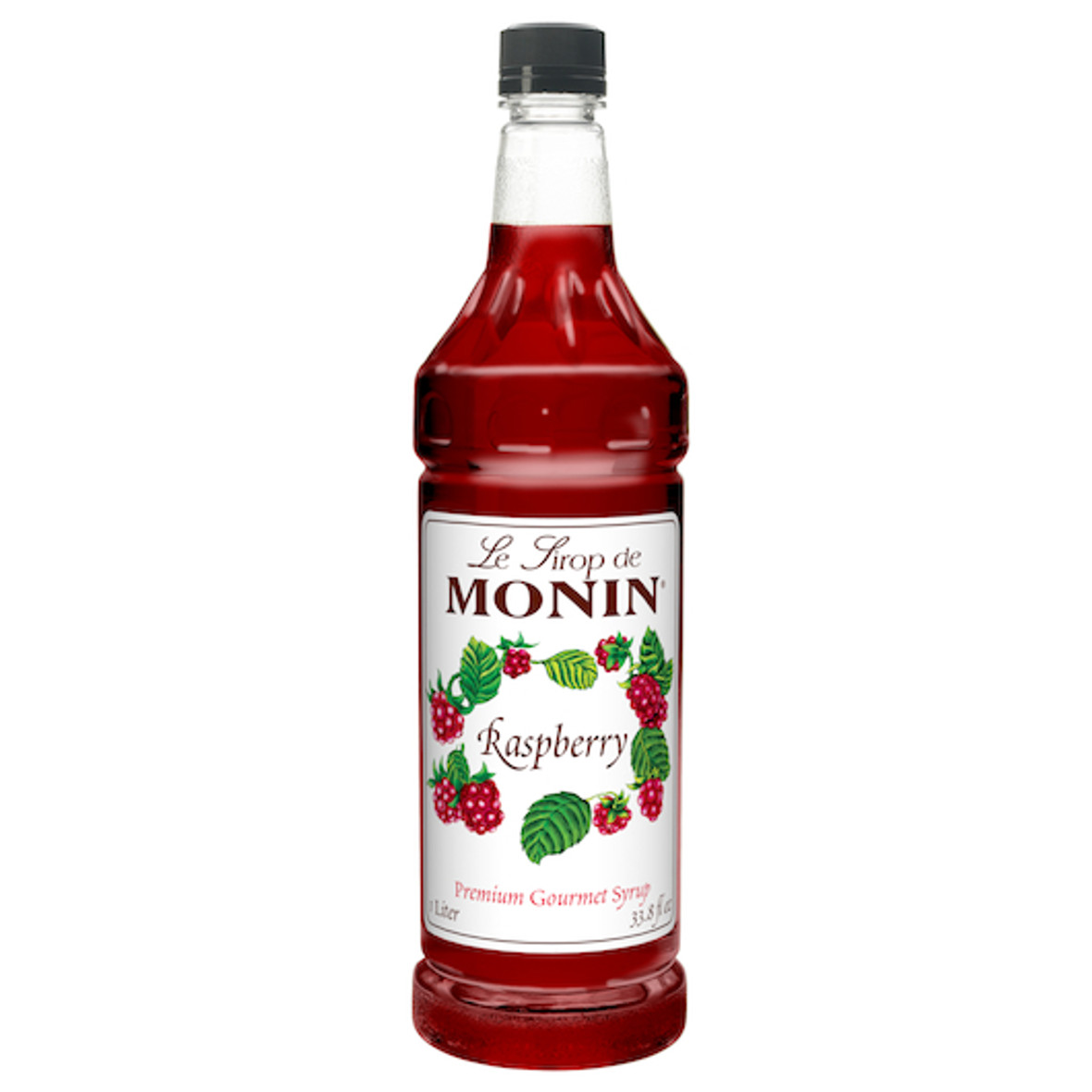 Monin Raspberry Premium Gourmet Syrup, 1 Liter Bottle - 4 Per Case