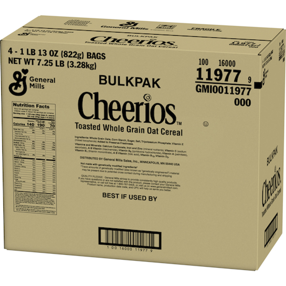 Cheerios Bulk Pak Toasted Whole Grain Oat Cereal, 29 Ounce Bag - 4 Per Case