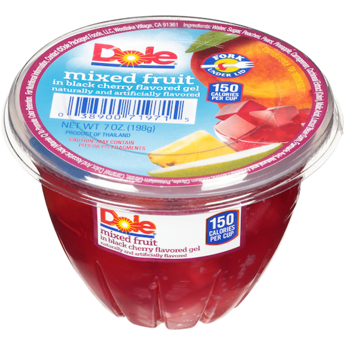 Dole Fruit Cup - Mixed Fruit in Black Cherry Gel, 7 Ounce - 12 Per Case