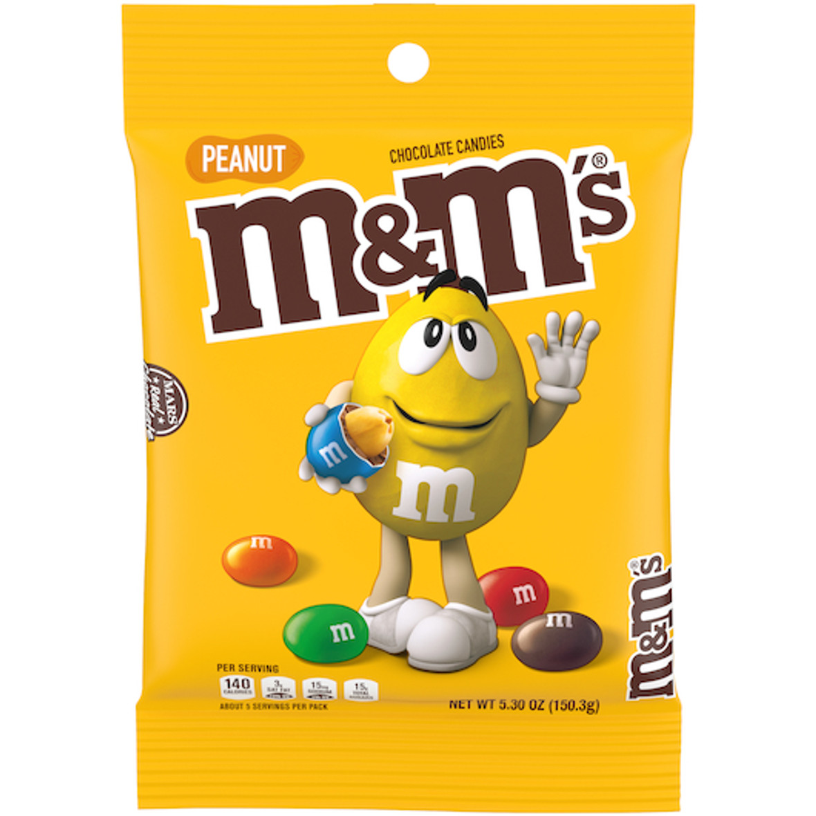 M&M s Peanut Chocolate Candy, 5.3 Ounces Per Pack - 12 Per Case