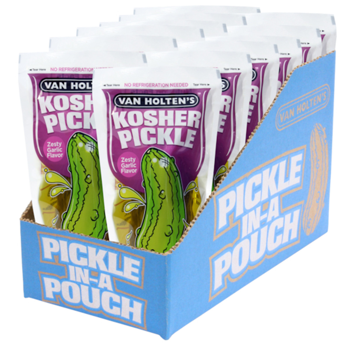 Van Holten s Jumbo Garlic Kosher Pickle, 1 Per Pouch - 12 Per Case