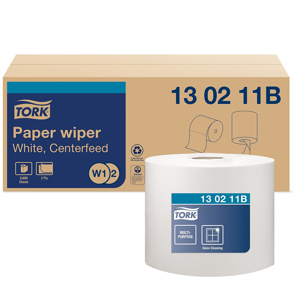 Tork® Paper Wiper, Centerfeed, 2-Ply, 9 x 13, White