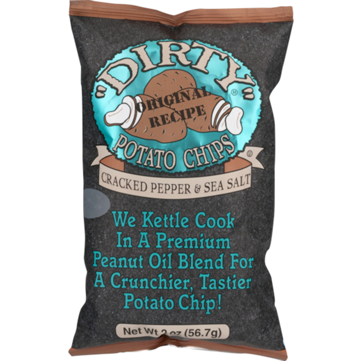 Dirty Potato Chips Cracked Pepper and Sea Salt Potato Chips, 2 Oz, 25 Per Case