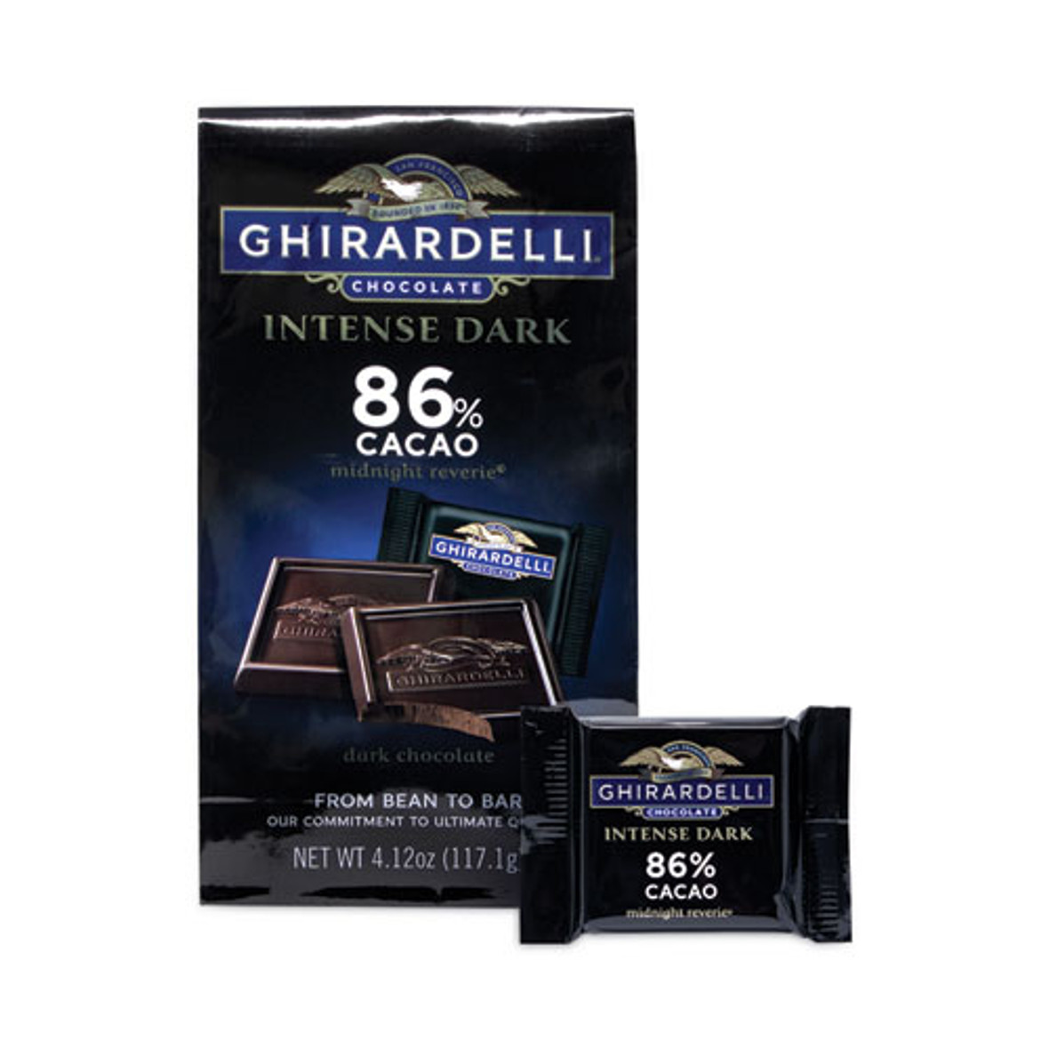 Ghirardelli Intense Dark Midnight Reverie 86% Cacao Singles Bag, 4.12 Oz Packs, 3 Count