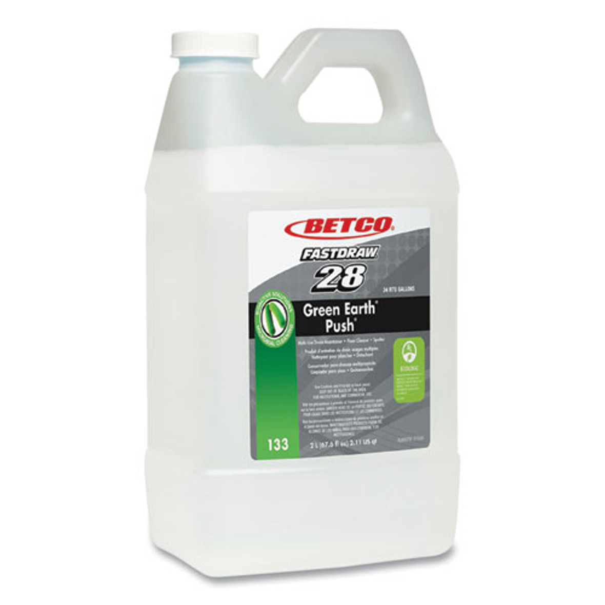 Betco Green Earth Bioactive Solutions Push Drain Cleaner, New Green Scent, 2 L Bottle, 4/carton