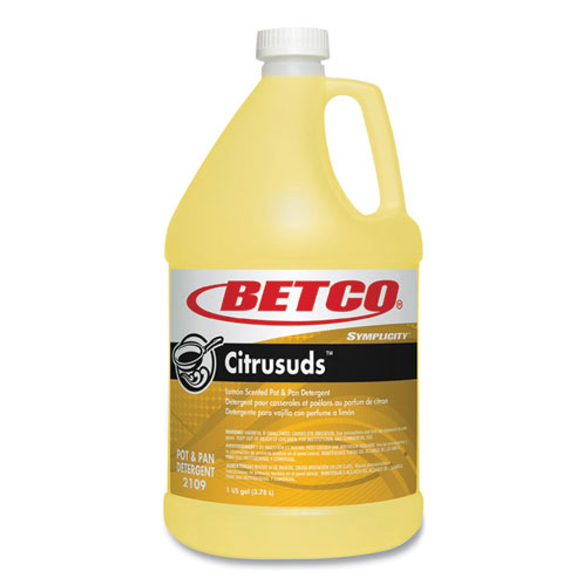 Betco Symplicty Citrusuds Manual Dishwashing Detergent, Lemon Scent, 1 Gal Bottle, 4/carton