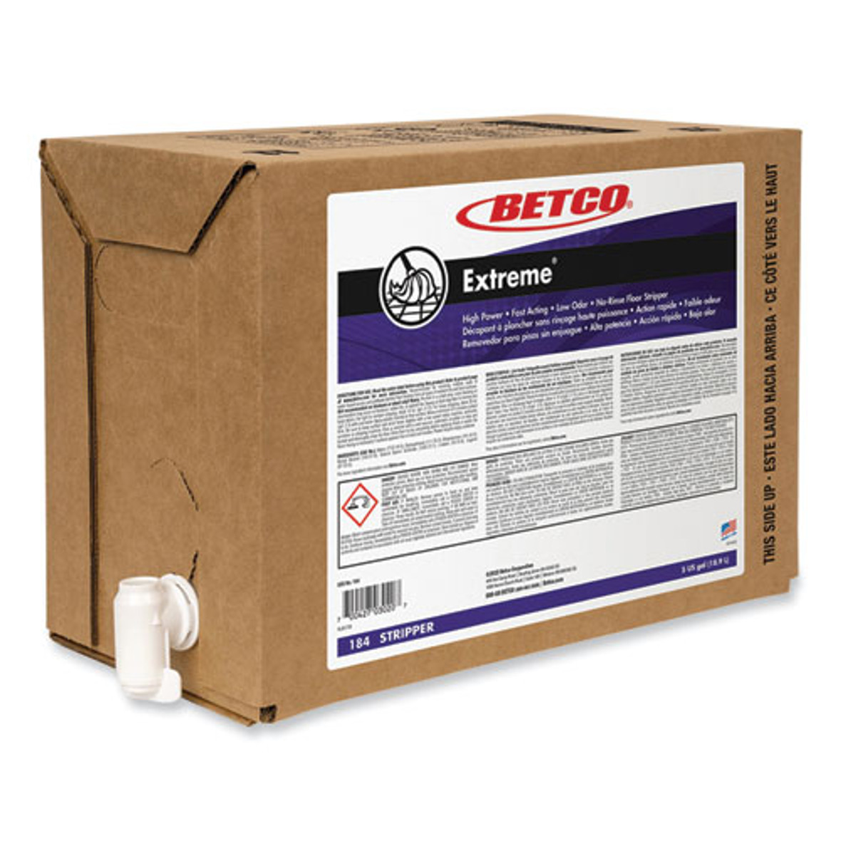 Betco Extreme Floor Stripper, Lemon Scent, 5 Gal Bag-in-box