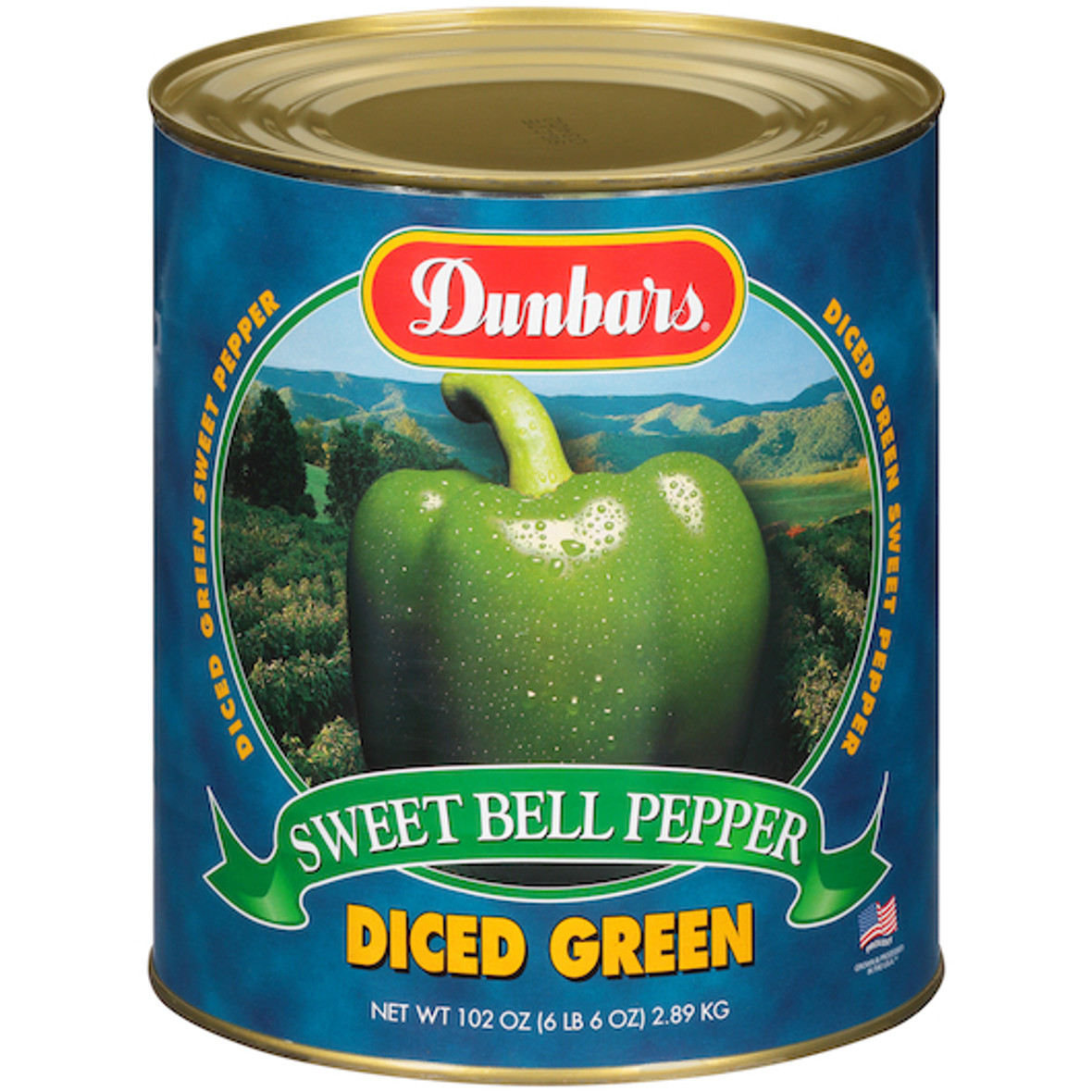 Moody Dunbar Diced Green Peppers , No. 10 Cans, 6 Per Case