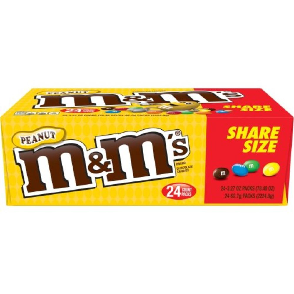 M&M's King Size Peanut Chocolate Candy, 3.27 Ounces, 24 Per Box, 6
