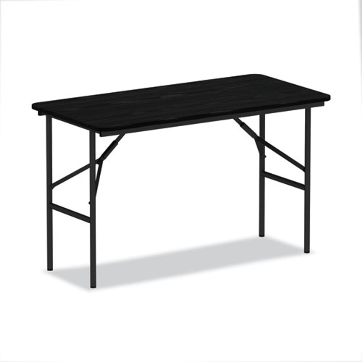 Wood Folding Table, Rectangular, 48w X 23.88d X 29h, Black