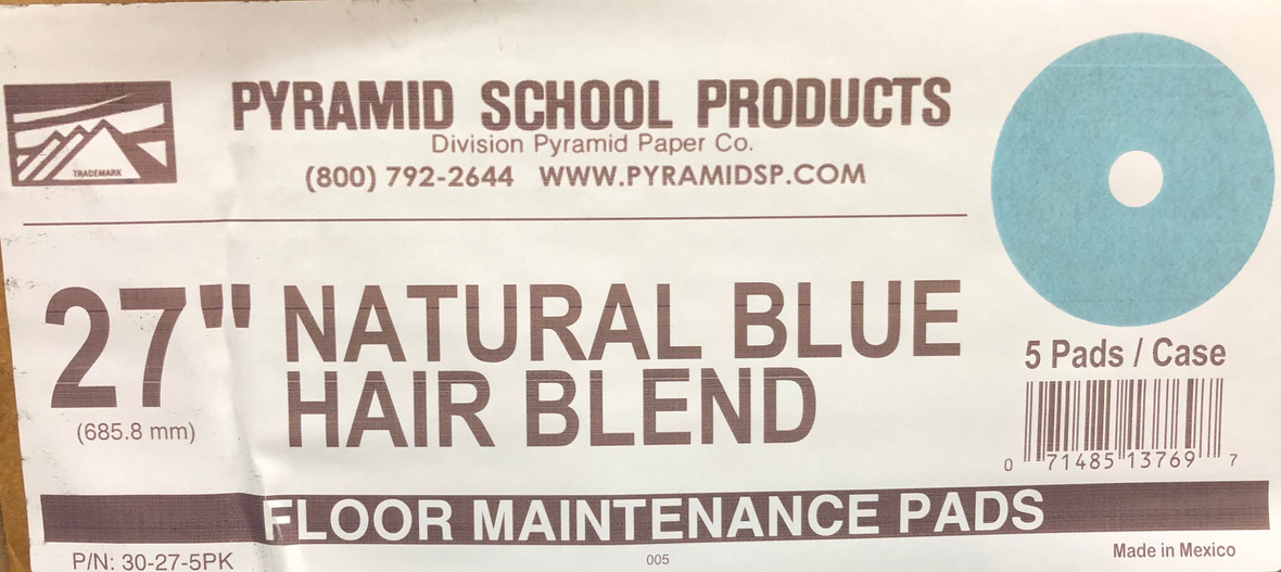 Pyramid School 27″ Natural Blue Hair Blend Floor Maintenance Pads, 5 Pads Per Case