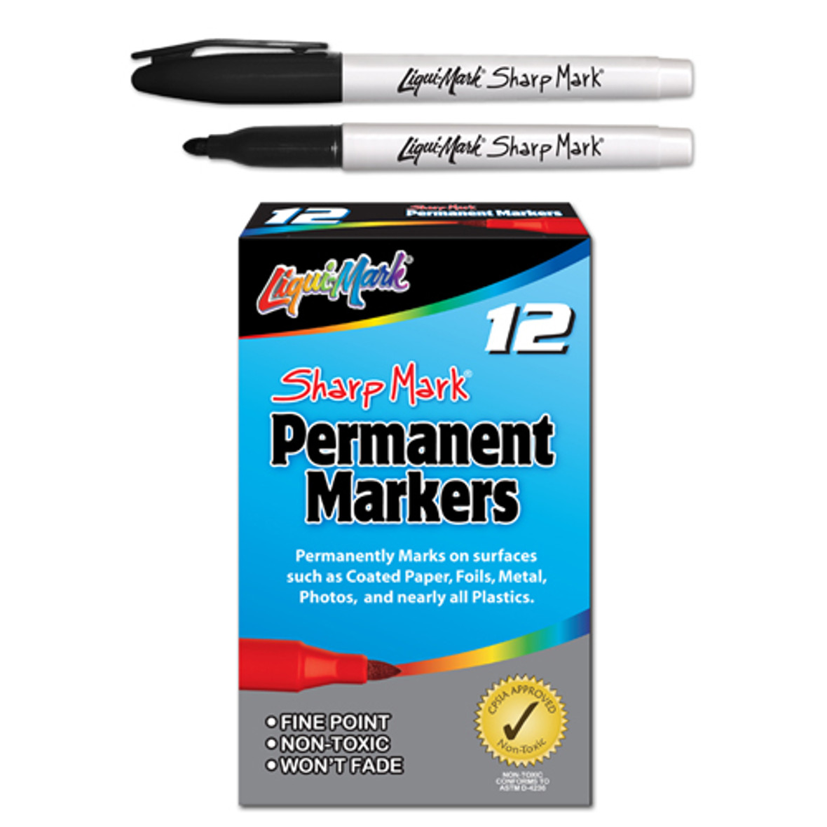 Sharp Mark® Fine Point Permanent Markers - Black