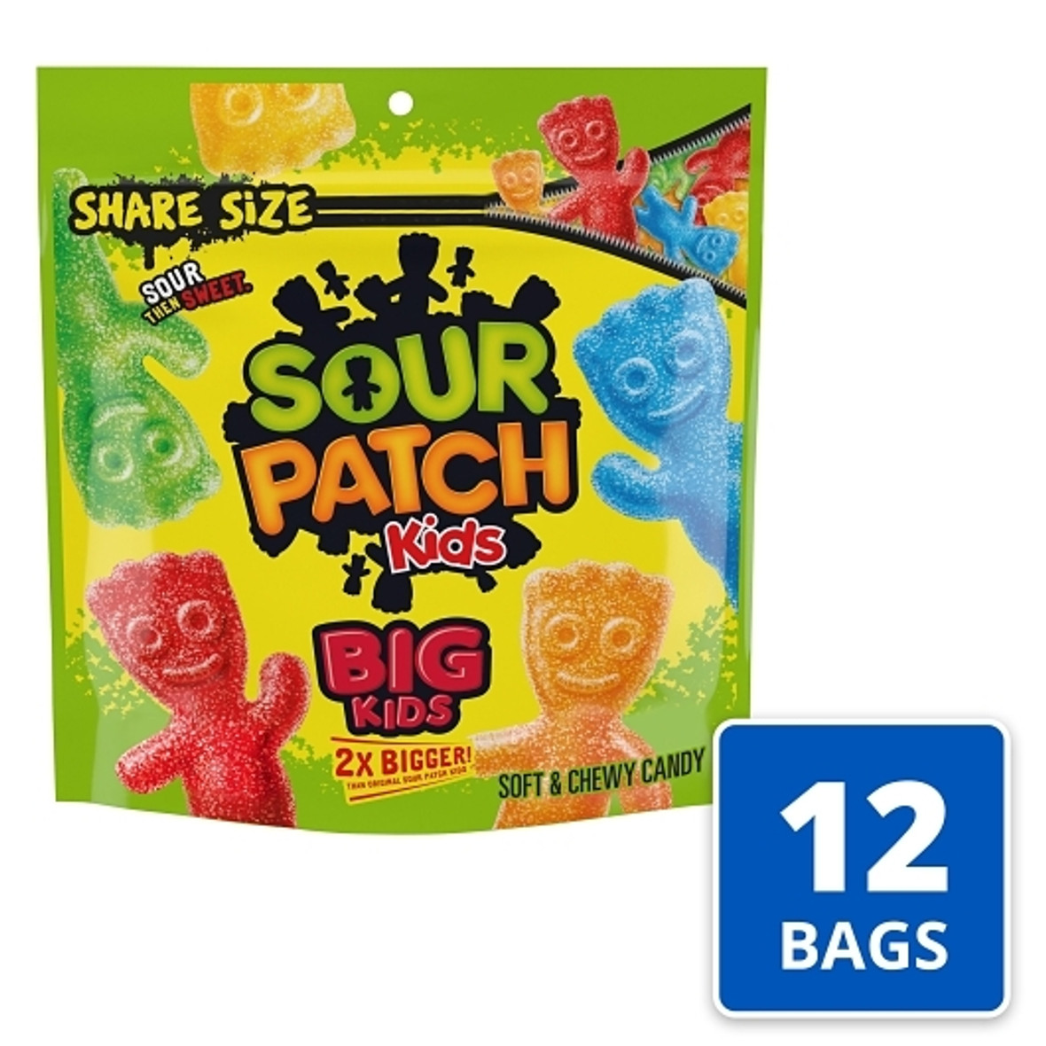 Sour Patch Kids Big Gummy Candy Peg Bag, 12 Ounce, 12 Packs Per Case