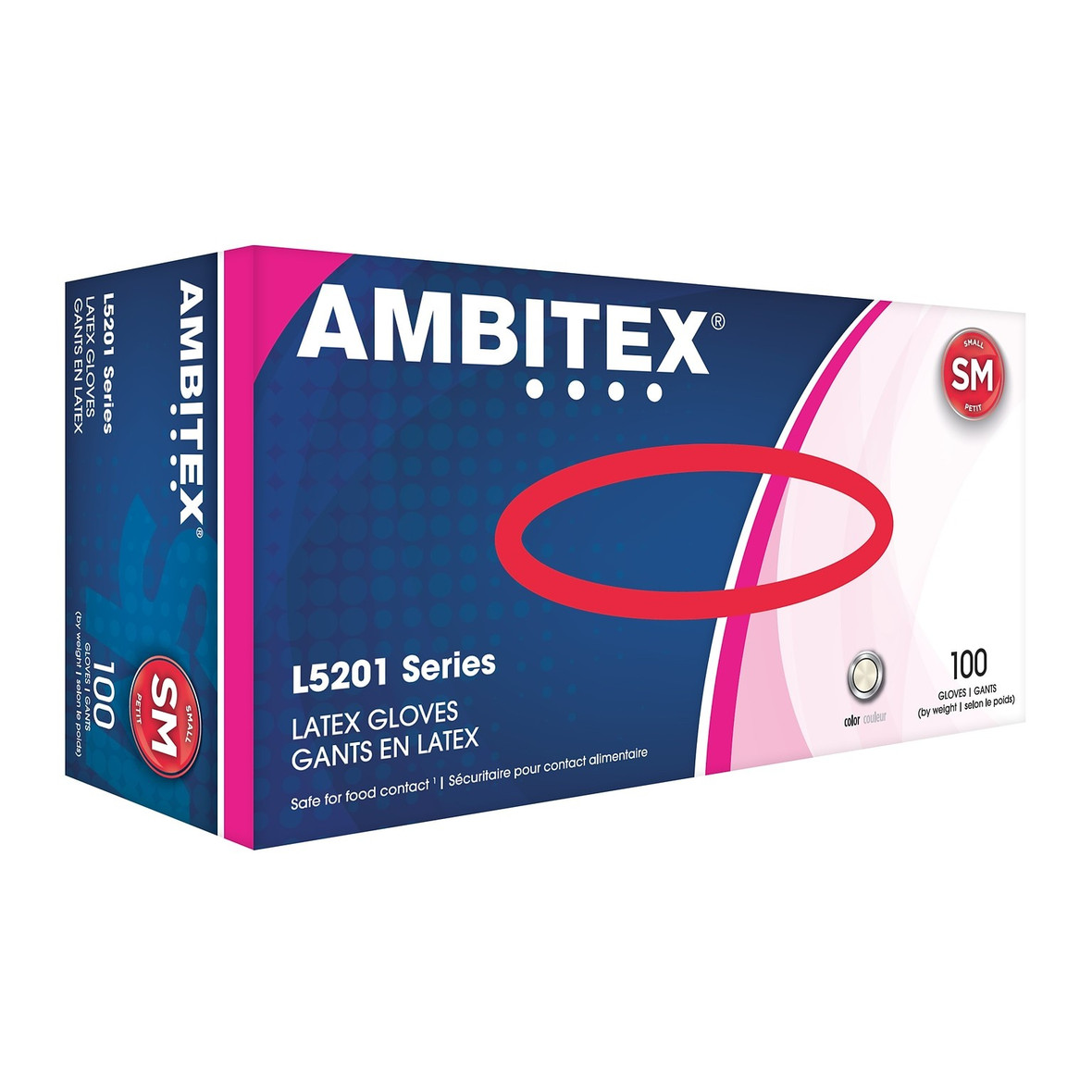 Ambitex L5201 Series Powder-Free Cream Latex Gloves, Small