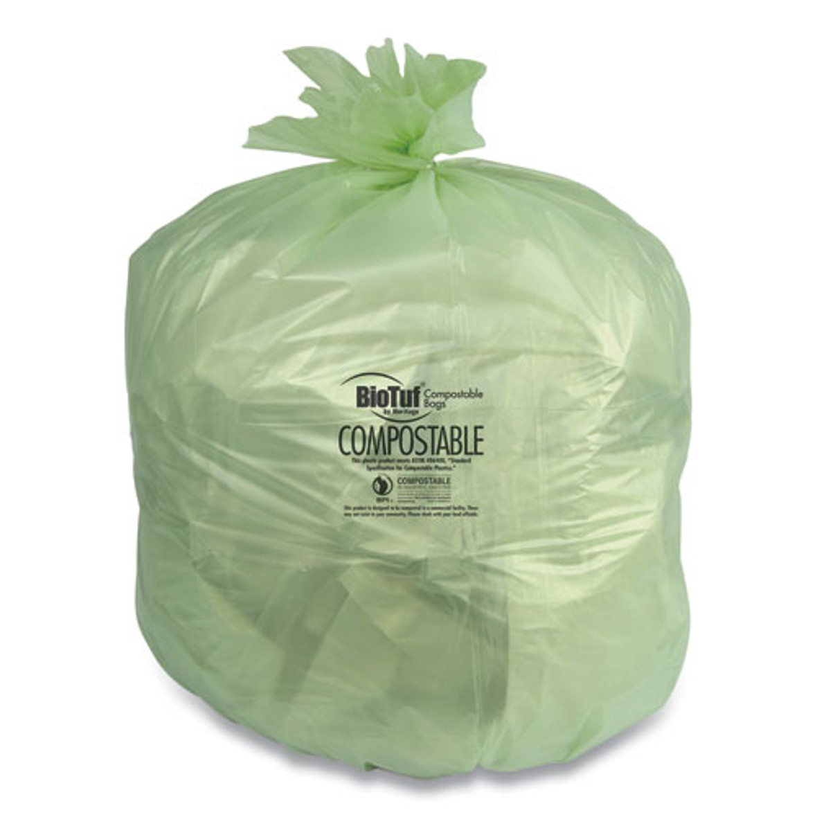 Heritage Biotuf Compostable Can Liners, 48 gal, 0.8 mil, 42" x 48", Green, 125/Cartom