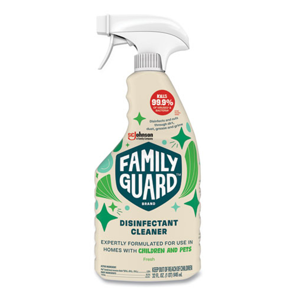 Family Guard Disinfectant, Fresh Scent, 32 Oz Trigger Bottle, 8/carton