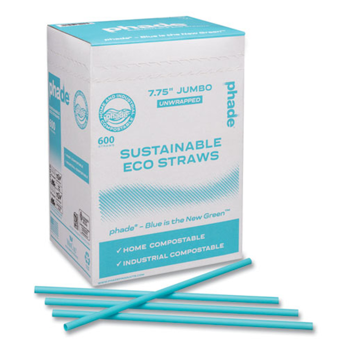 phade Marine Biodegradable Straws, 7.75", Ocean Blue, 6,000/carton - CAR511204