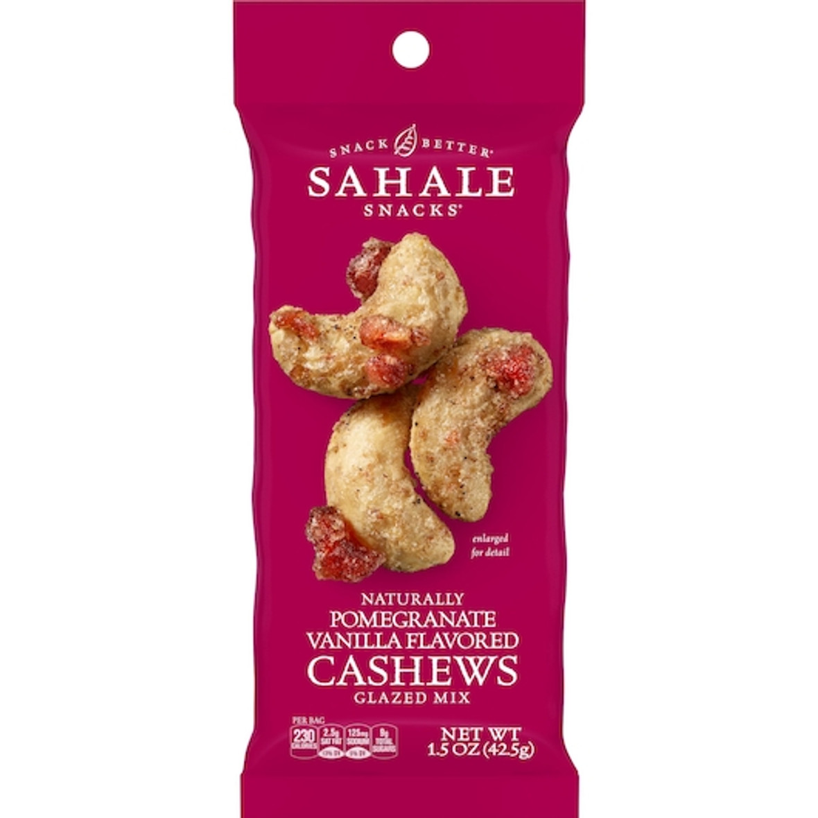 Sahale Snacks Naturally Pomegranate Vanilla Flavored Cashews Glazed Mix, 1.5 Ounces, 9 Per Box, 12 Per Case