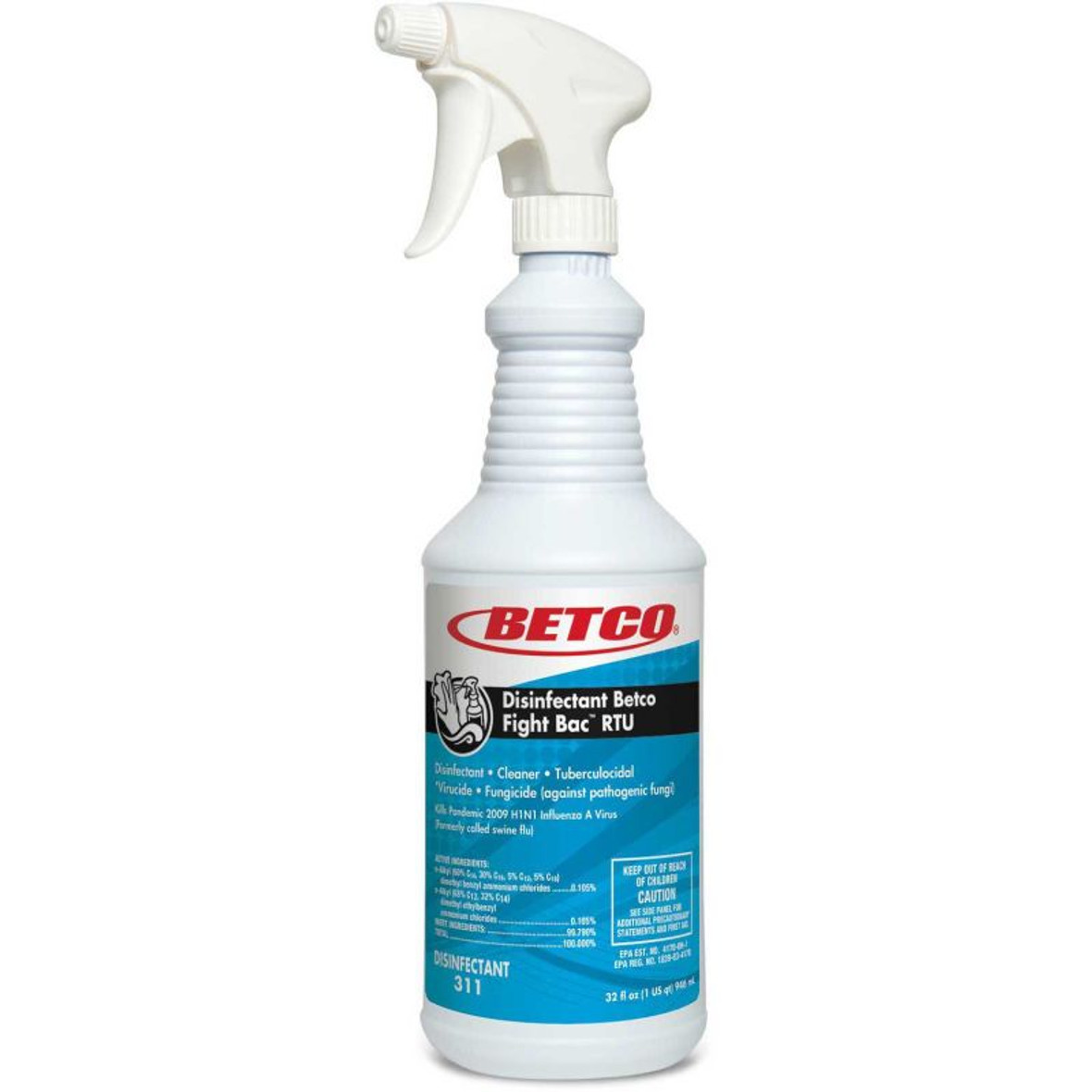 Betco Fight Bac RTU Disinfectant, Citrus Floral Scent, 32 Oz, 12 Per Case