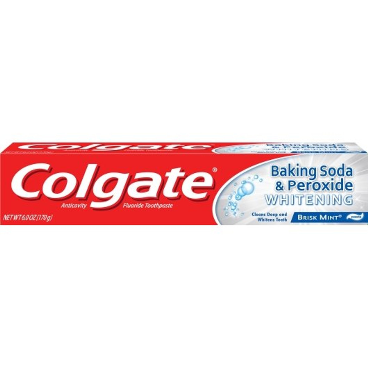 Colgate Baking Soda & Peroxide Whitening Brisk Mint Toothpaste, 6 Ounces, 6 Per Box, 4 Per Case
