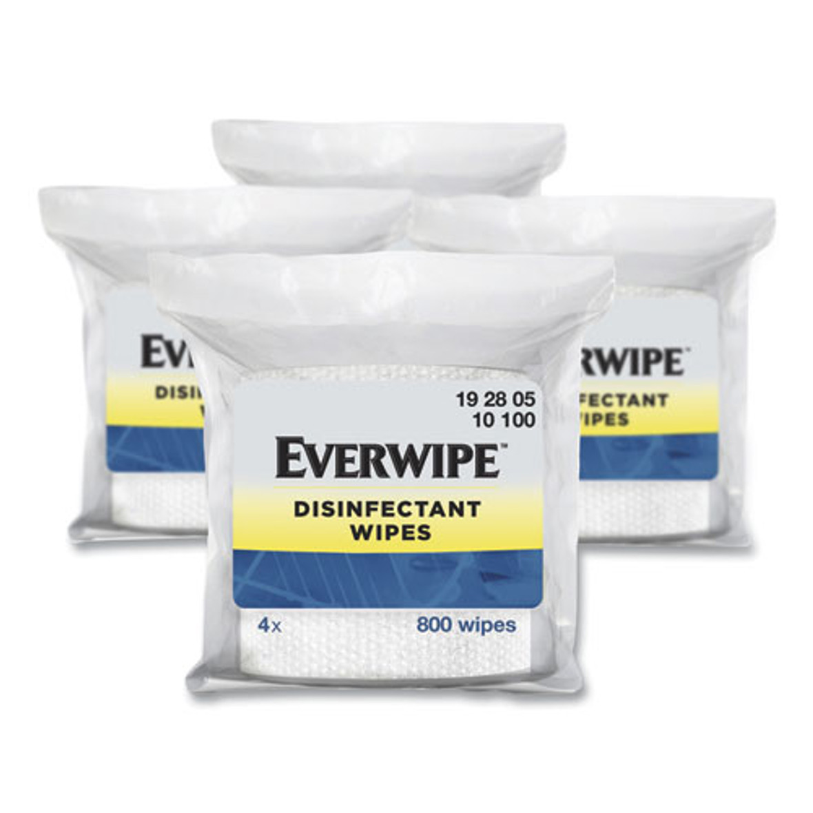 Everwipe Disinfectant Wipes, 1-ply, 8 X 6, Lemon, White, 800/Bag, 4 Bags/Carton