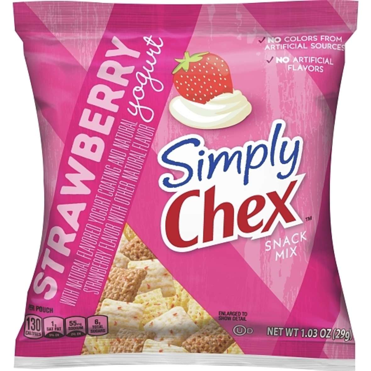 Simply Chex Strawberry Yogurt Cereal Snack Mix, 1.03 Ounce, 60 Per Case