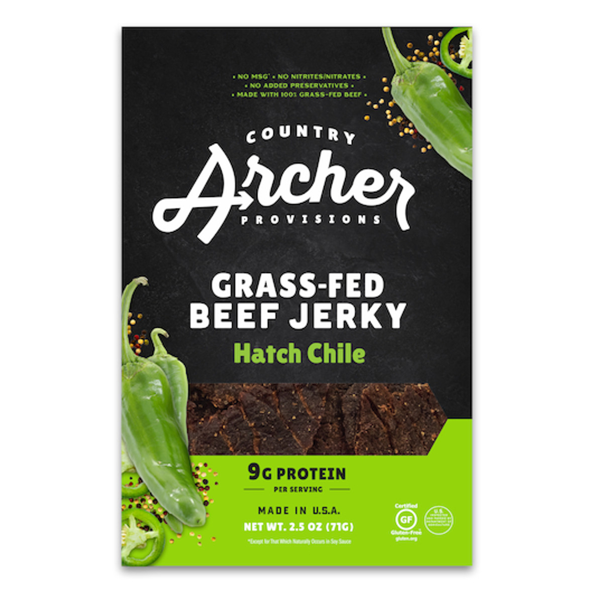 Country Archer Hatch Chile Beef Jerky, 2.5 Ounces, 12 Per Case