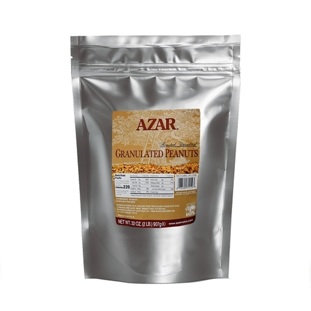 Azar Granulated Dry Roasted Unsalted Peanut Topping, 2 Pounds, 3 Per Case