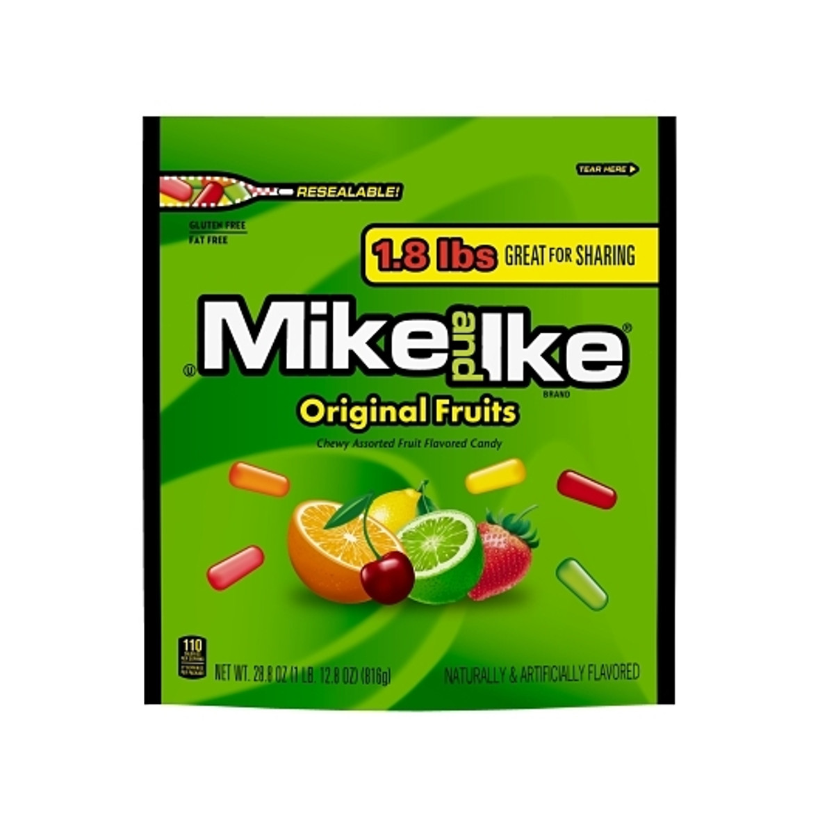 Mike & Ike Original Fruits Stand Up Bag, 28.8 Ounces, 6 Per Case