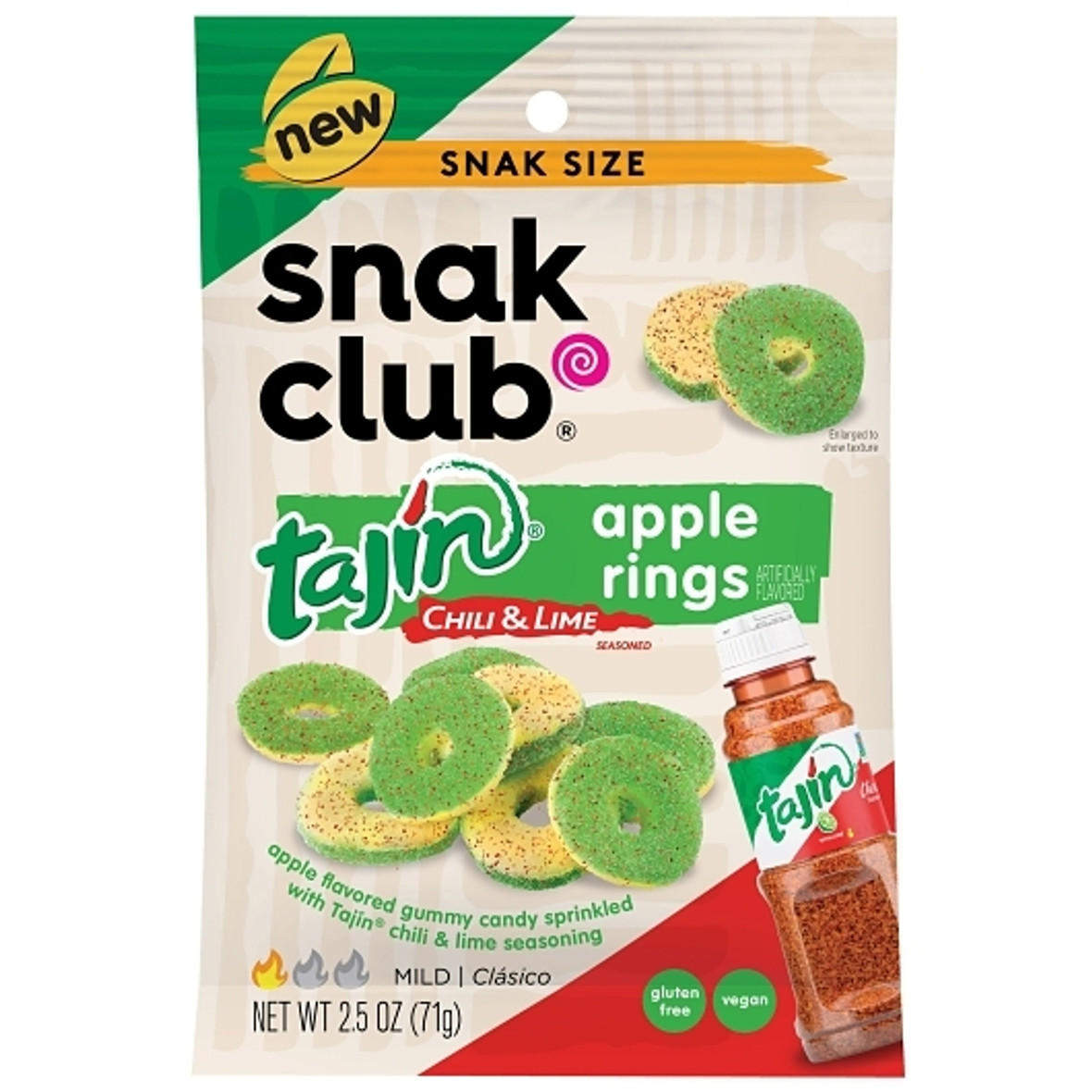 Snak Club Tajin Apple Gummy Rings, 2.5 Ounce, 12 Per Case