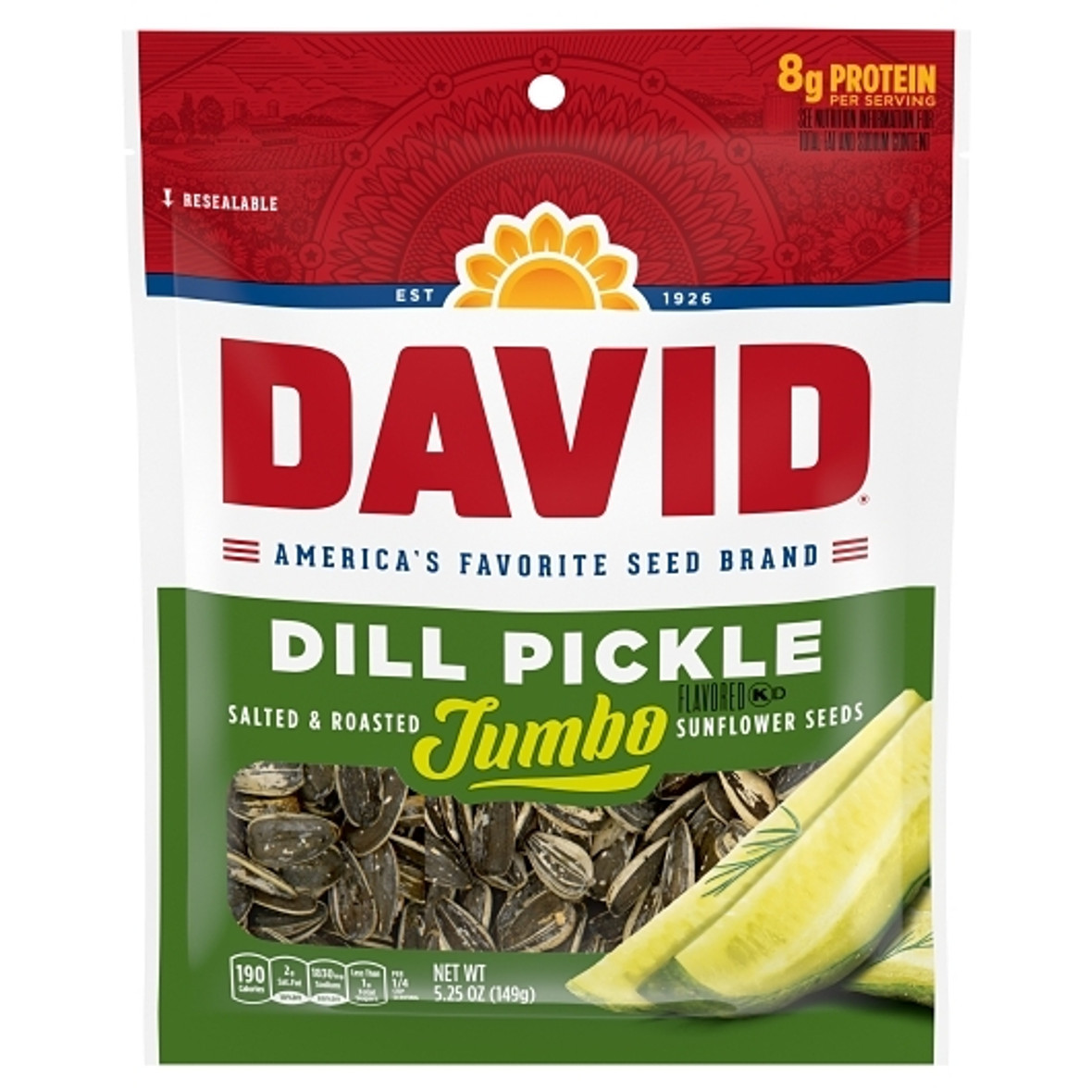 David Dill Pickle Sunflower Seeds, 5.25 Ounces, 12 Per Case