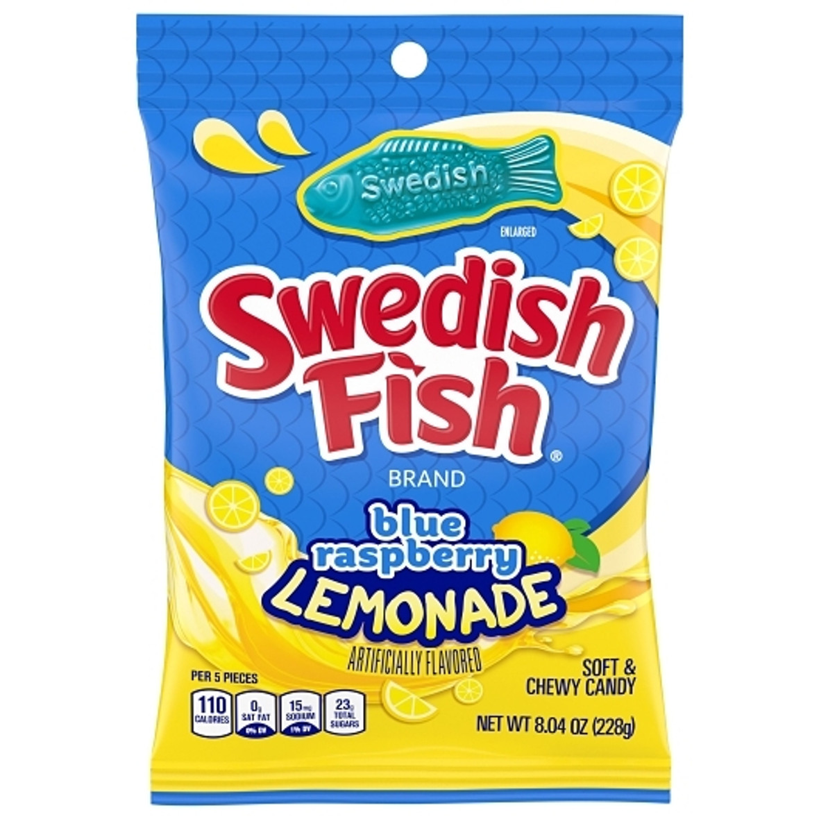 Swedish Fish Blue Raspberry Lemonade Soft Candy, 8.04 Ounce, 12 Per Case