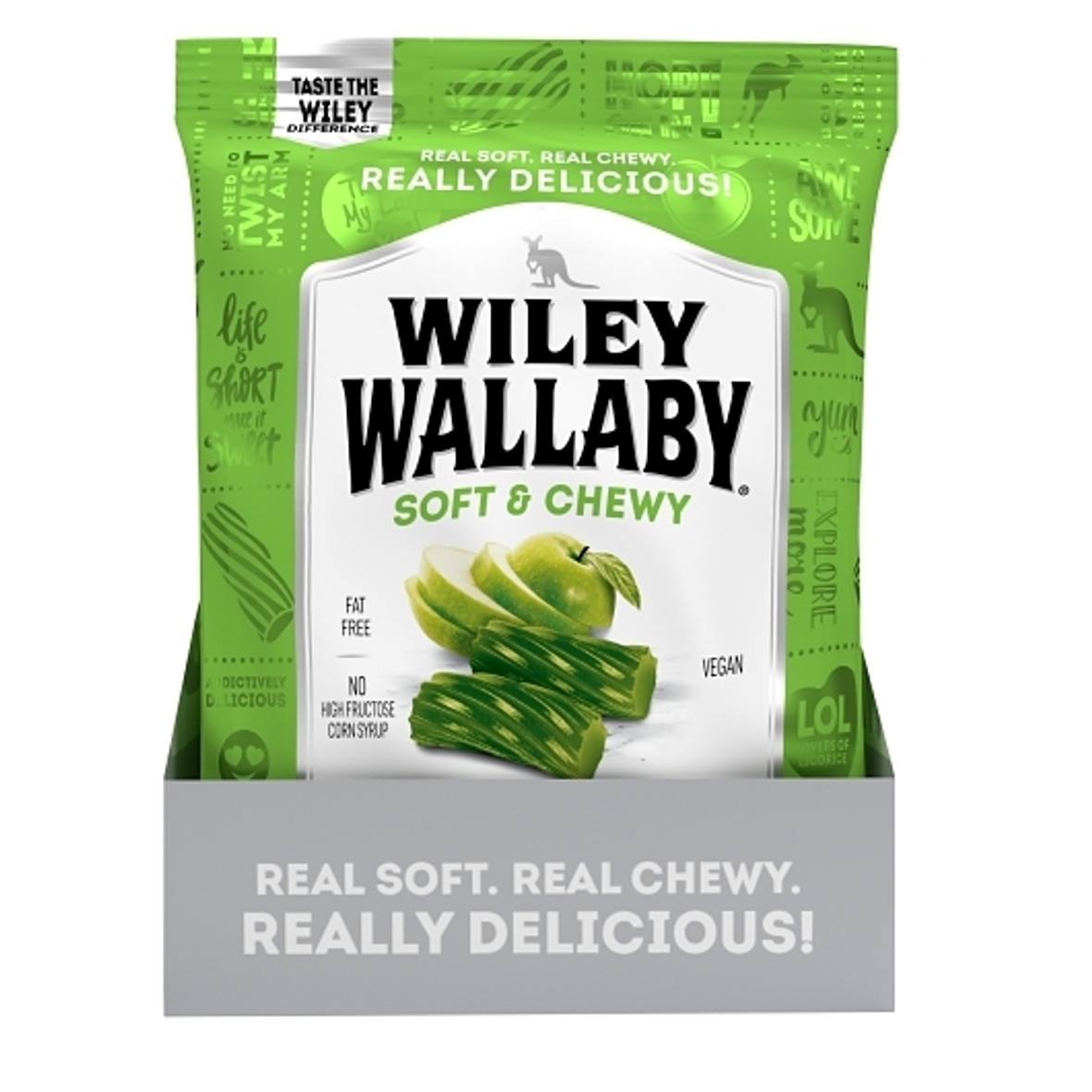 Wiley Wallaby Green Apple Licorice, 4 Ounce, 12 Per Case