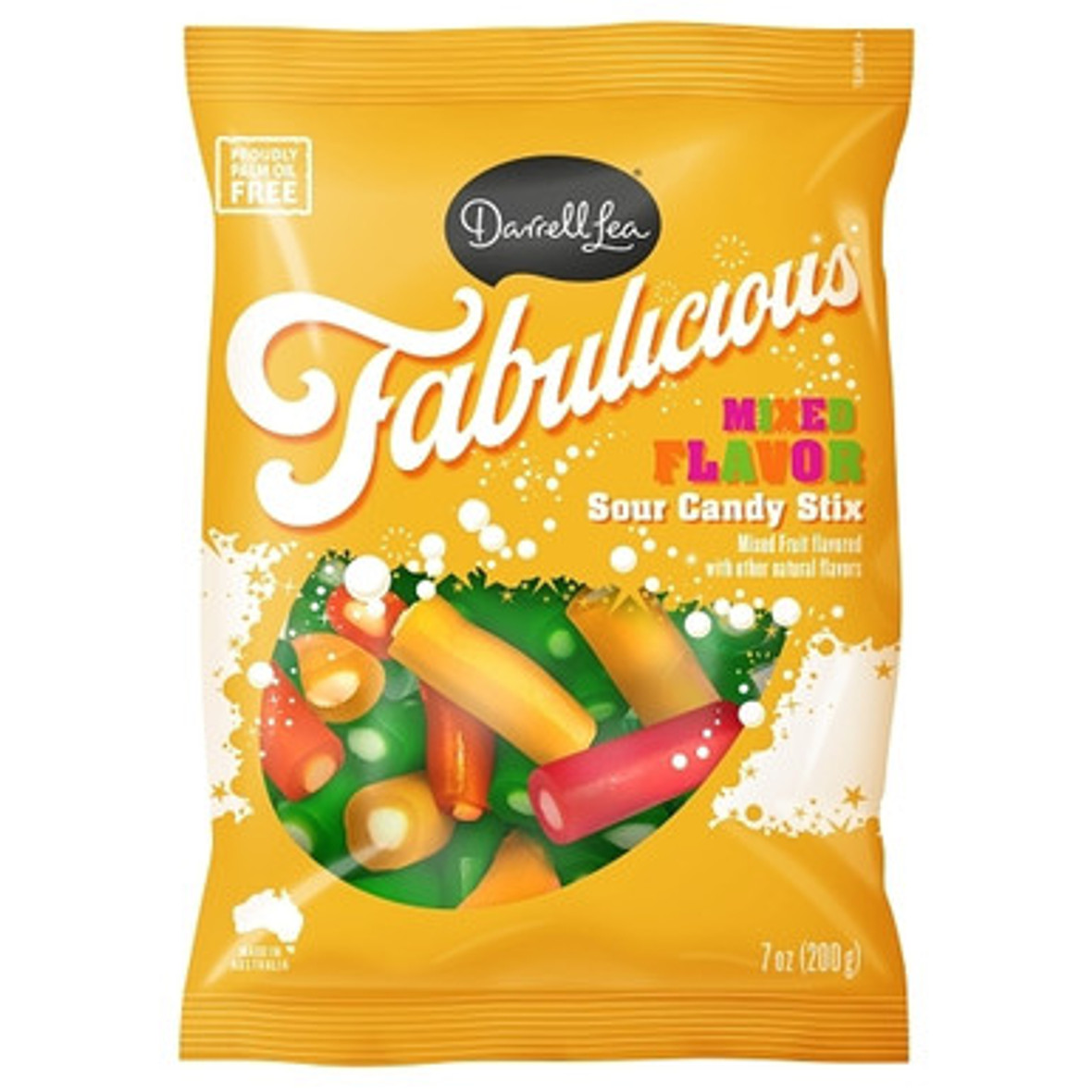 Darrell Lea Fabulicious Mixed Flavor Sour Stix, 7 Ounce, 8 Per Case