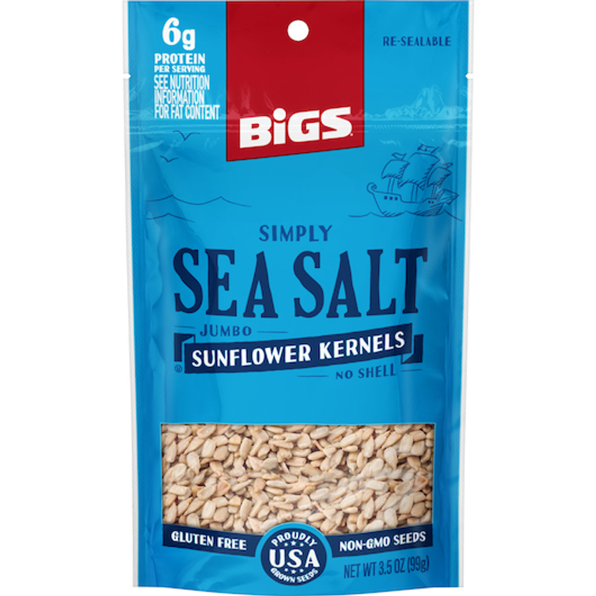 Bigs Sunflower Seeds Sea Salt, 3.5 Ounces, 6 Per Box, 6 Per Case