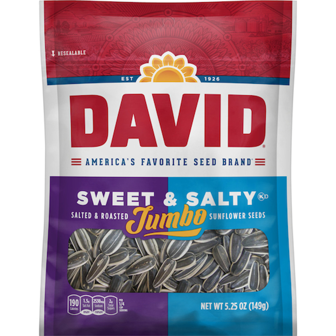David Sunflower Seeds Sweet & Salty, 5.25 Ounces, 12 Per Case