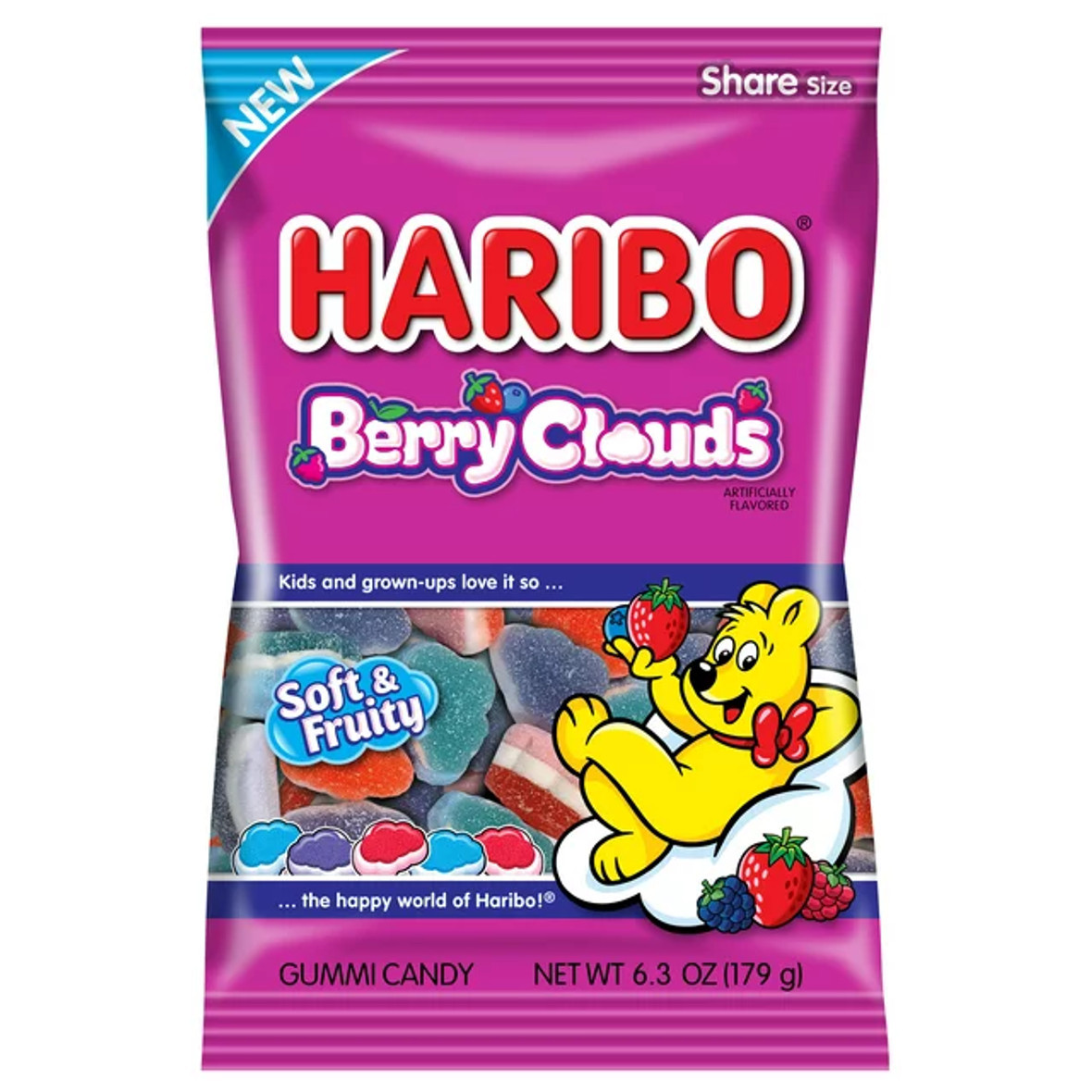 Haribo Confectionery Berry Clouds Gummy Candy, 6.3 Ounce, 10 Per Case