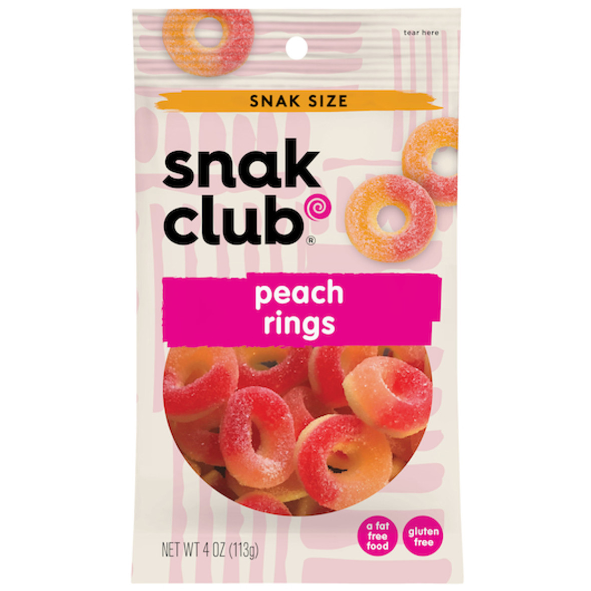Snak Club Peach Rings, 4 Ounces, 12 Per Case