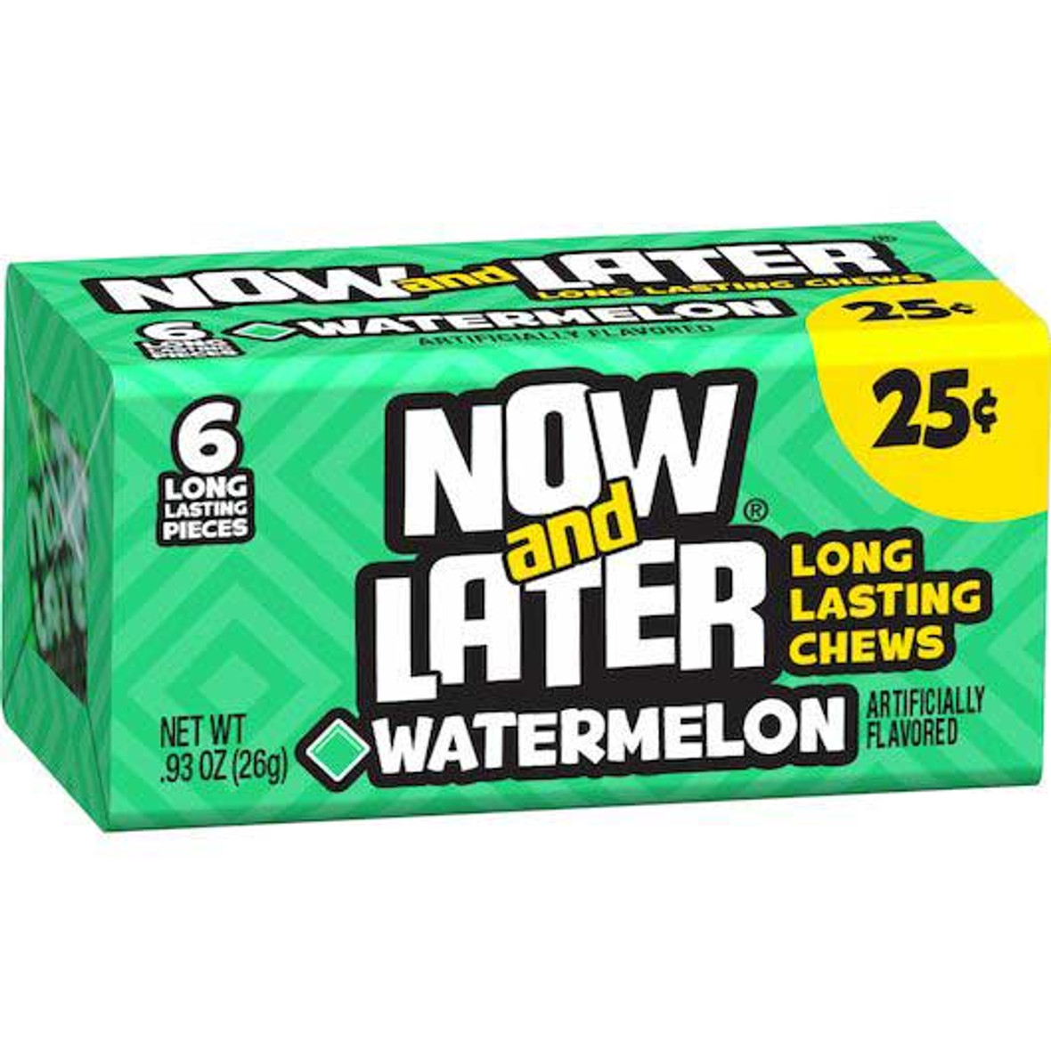 Now and Later Watermelon Long Lasting Chew Candy, 0.93 Ounce, 24 Per Box, 12 Per Case