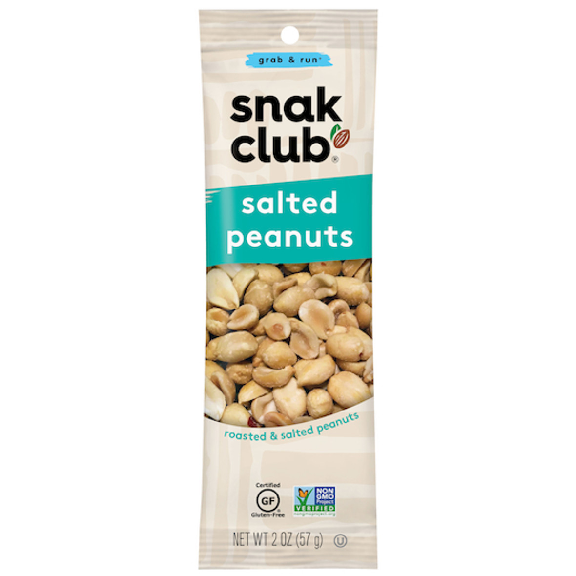 Snak Club Grab & Run Salted Peanuts, 2 Ounce, 12 Per Box, 12 Per Case