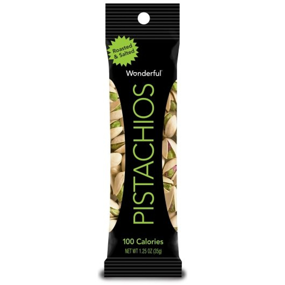 Wonderful Pistachios Roasted & Salted Pistachio Tube Pack, 1.25 Ounces, 12 Per Box, 10 Per Case