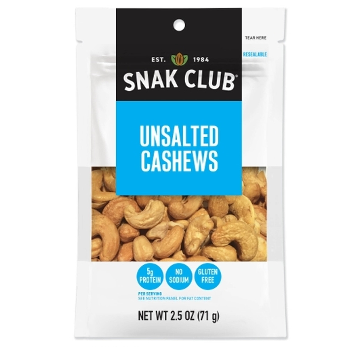 Century Snacks Unsalted Cashews, 2.5 Ounce, 6 per case
